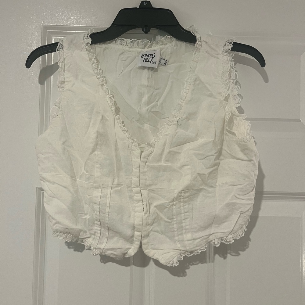 Princess Polly Silvanna White Lace Trim Top